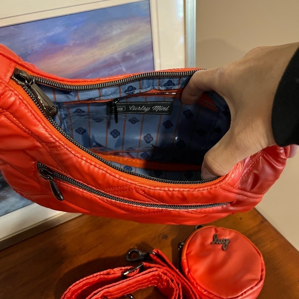 NWOT LUG Curtsy Mini Crossbody Bag Metallic Papaya Orange - Picture 9 of 12